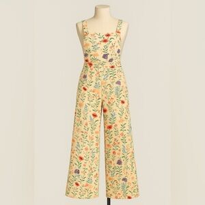 🌸 Cottagecore Floral Corduroy Jumpsuit | Wide-Leg Overalls | Size Large